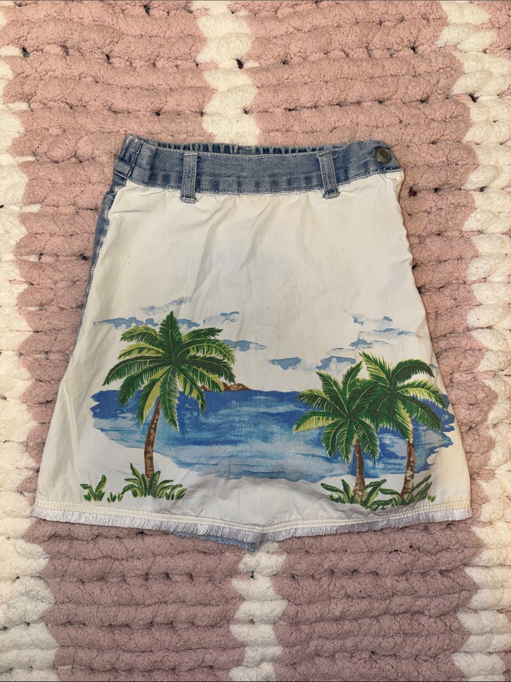 The Children's Place White Skirt with Blue & Green Palm Print